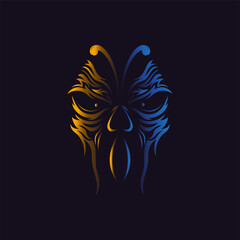 skull and butterfly logo abstract