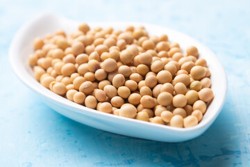 Bowl of dried soy beans