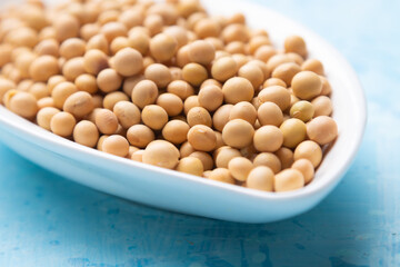 Bowl of dried soy beans