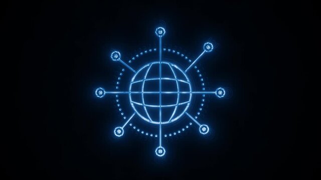 Abstract Technology Data Security Icon Reveal Animation/ 4k animation of an abstract cyber technology background with glowing stylized file security icon logo reveal
