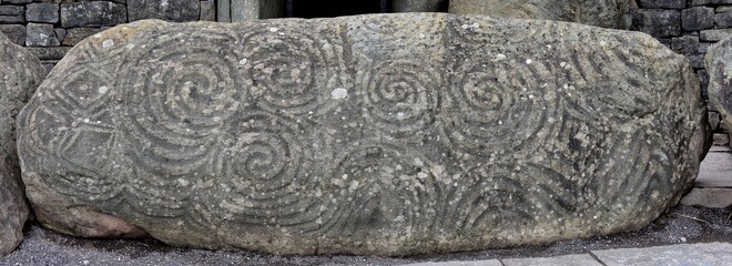 Exterior Rock Art Stones Newgrange Monument - obrazy, fototapety, plakaty
