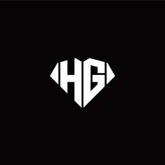 H G initial letter with diamond shape origami style logo template vector