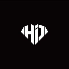 H I initial letter with diamond shape origami style logo template vector