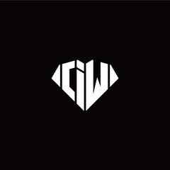 I W initial letter with diamond shape origami style logo template vector