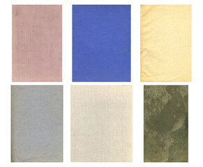 Fototapeta premium Paper and textile textures set. Blank old pages with rough faded surface. Perfect for background and vintage style design. Empty place for text.