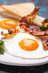 Fried eggs and bacon