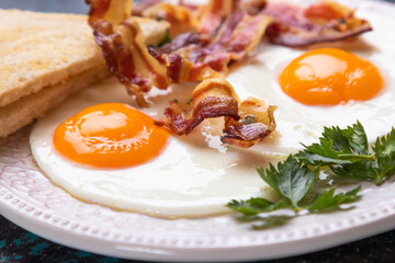 Fried eggs and bacon