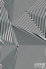 Abstract Seamless Black and White Geometric Pattern with Stripes. Optical Psychedelic Illusion. Contrasting Textured Volumetric Surface. Vector. 3D Illustration