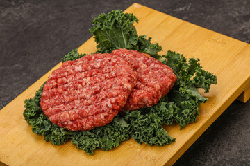 Raw beef burger cutlet for cooking