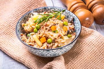 Risotto with mushrooms ande vegetables