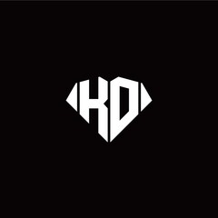 K O initial letter with diamond shape origami style logo template vector