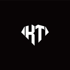 K T initial letter with diamond shape origami style logo template vector