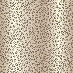 Seamless leopard spotted skin pattern with beige brown textured gradient background. 