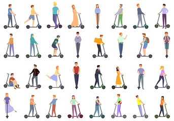 Fototapeta na wymiar Electric scooter icons set. Cartoon set of electric scooter vector icons for web design