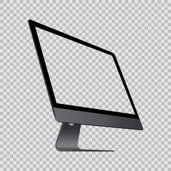 Computer monitor display isolated on transparent background. Screen blank isolated. Side view. Vector EPS 10