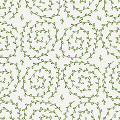 Simple seamless pattern with hand-drawn swirling branches. Vector endless floral illustration for textile design and wrapping paper. Background with helical plants