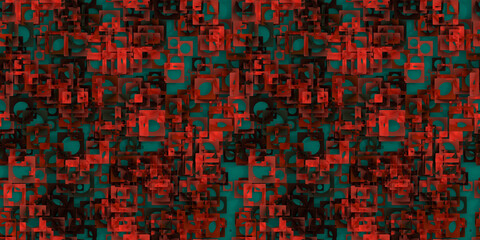 Modern geometric seamless pattern in trending colors. 3d illustration for paper print or fabric texture
