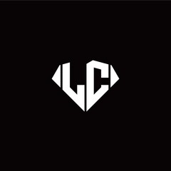 L C initial letter with diamond shape origami style logo template vector