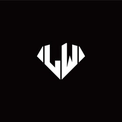 L W initial letter with diamond shape origami style logo template vector