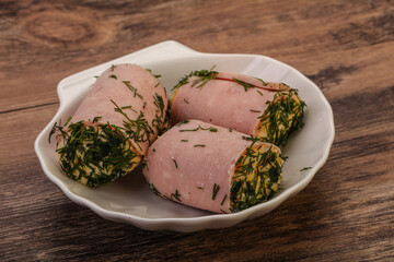 Ham roll with cheese and garlic