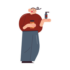 Father carrying medicines to his ill child at home