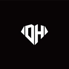 O H initial letter with diamond shape origami style logo template vector