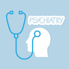 psychiatry concept, head and stethoscope - vector illustration