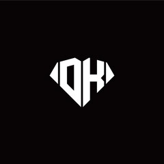 O K initial letter with diamond shape origami style logo template vector