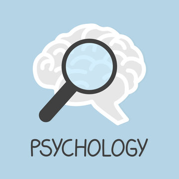 psychology concept, magnifier and brain icon - vector illustration