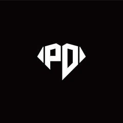 P O initial letter with diamond shape origami style logo template vector
