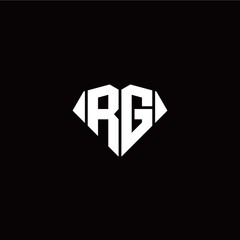 R G initial letter with diamond shape origami style logo template vector