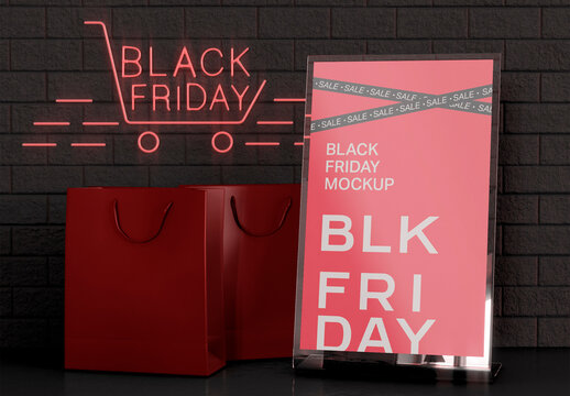 Black Friday Acrylic Table Tent with Card Holder Mockup