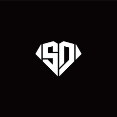 S D initial letter with diamond shape origami style logo template vector