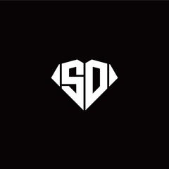 S O initial letter with diamond shape origami style logo template vector