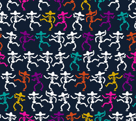 Day of dead in mexico pattern seamless. Dia de los Muertos Mexican holiday texture. Skeleton in sombrero background.