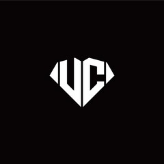 U C initial letter with diamond shape origami style logo template vector