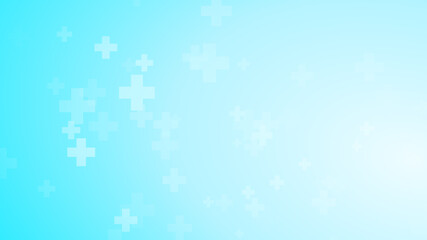 Medical health blue cross pattern background. Abstract healthcare technology and science concept.