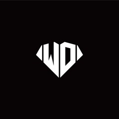 W O initial letter with diamond shape origami style logo template vector
