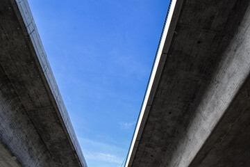 Sky between two roads under Radotin Bridge, near Prague, Czech Republic