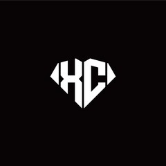 X C initial letter with diamond shape origami style logo template vector