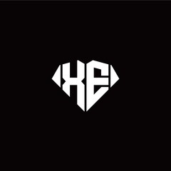 Obraz premium X E initial letter with diamond shape origami style logo template vector