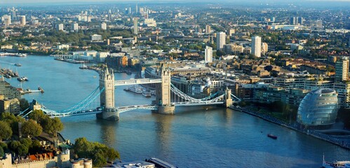 Naklejka premium Aerial panoramic cityscape view of London and the River Thames, England