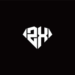 Z X initial letter with diamond shape origami style logo template vector