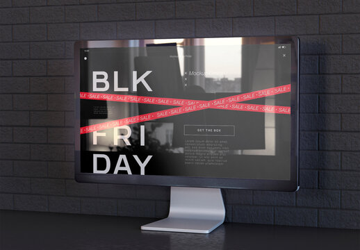 Black Friday Smartphone, Computer and Banner Mockup