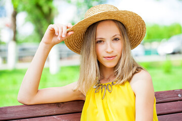 Portrait of a young beautiful blonde girl