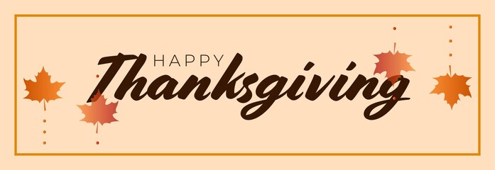 vector hand drawn thanksgiving lettering greeting phrase - happy thanksgiving day - with leaves and shiny flares.