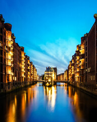 Wasserschloss Hamburg Speicherstadt bei Nacht