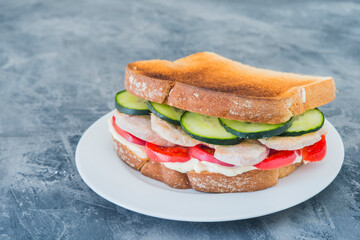 sandwich chicken with tomato and cucumber