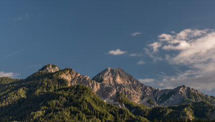 Cloudy evening under Mittagskogel hill on Slovenia and Austria border