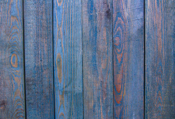 Old wooden blue background from six different boards.